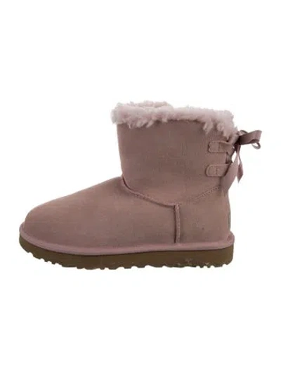 Pre-owned Ugg Suede Bow Accents Boots In Pink