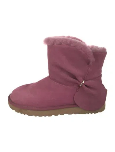 Pre-owned Ugg Suede Bow Accents Boots In Pink