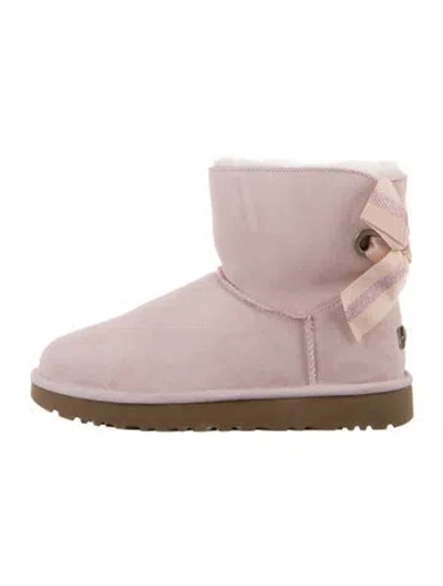 Pre-owned Ugg Suede Bow Accents Boots In Pink
