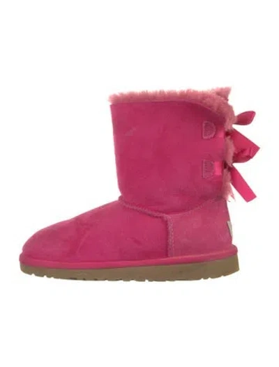 Pre-owned Ugg Suede Bow Accents Boots In Pink