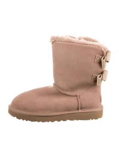 Pre-owned Ugg Suede Bow Accents Boots In Pink