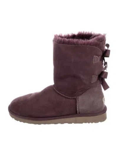 Pre-owned Ugg Suede Bow Accents Boots In Purple