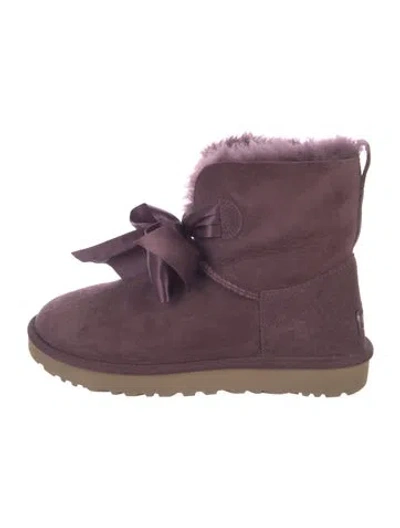 Pre-owned Ugg Suede Bow Accents Boots In Purple