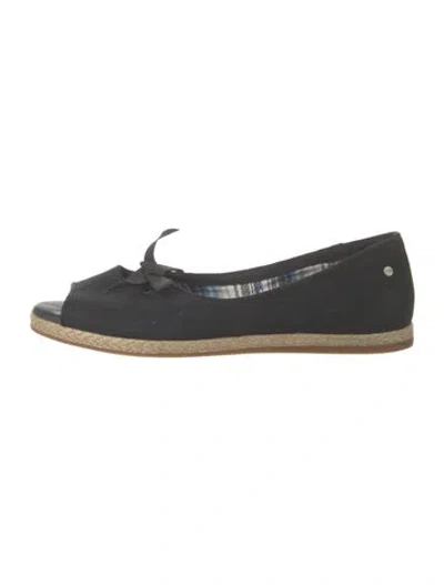 Pre-owned Ugg Suede Bow Accents Espadrilles In Black