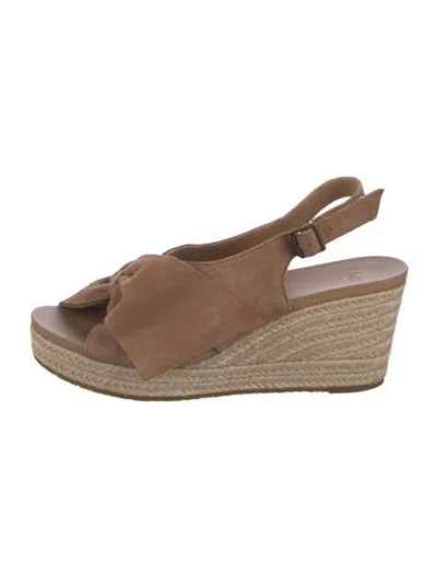 Pre-owned Ugg Suede Bow Accents Espadrilles In Brown