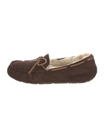 Pre-owned Ugg Suede Bow Accents Espadrilles In Brown