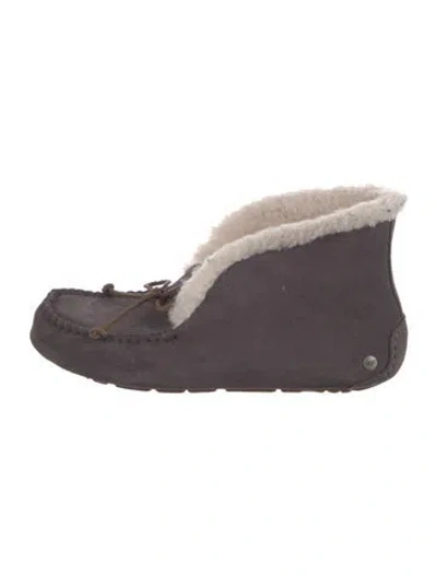 Pre-owned Ugg Suede Bow Accents Lace-up Boots In Purple