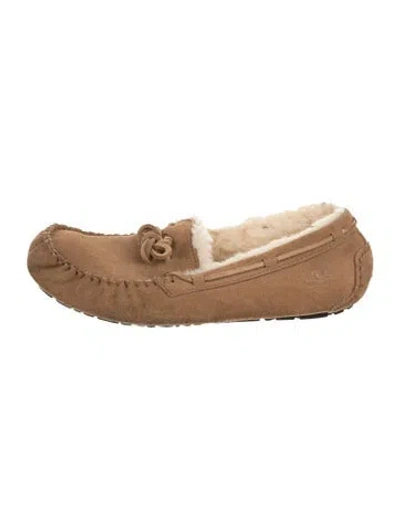 Pre-owned Ugg Suede Bow Accents Moccasins In Brown