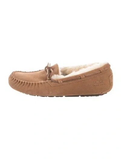 Pre-owned Ugg Suede Bow Accents Moccasins In Brown