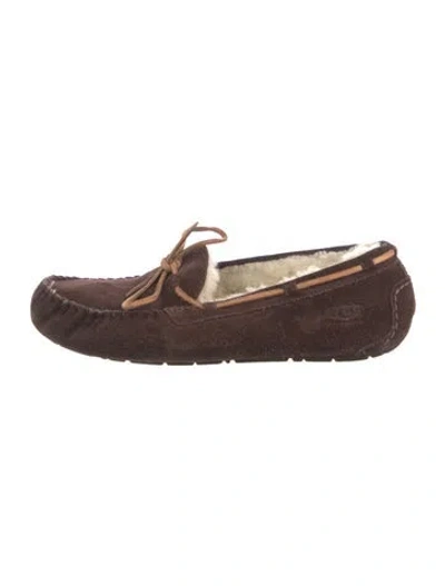 Pre-owned Ugg Suede Bow Accents Moccasins In Brown