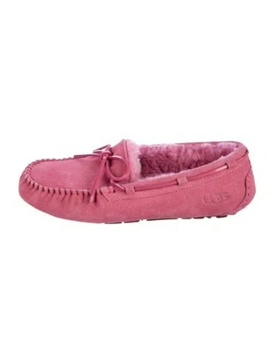 Pre-owned Ugg Suede Bow Accents Moccasins In Pink