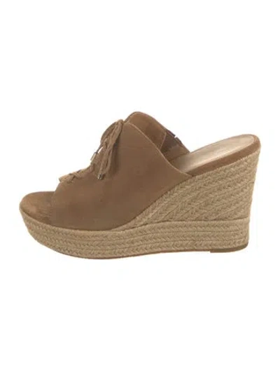 Pre-owned Ugg Suede Bow Accents Slides In Neutrals