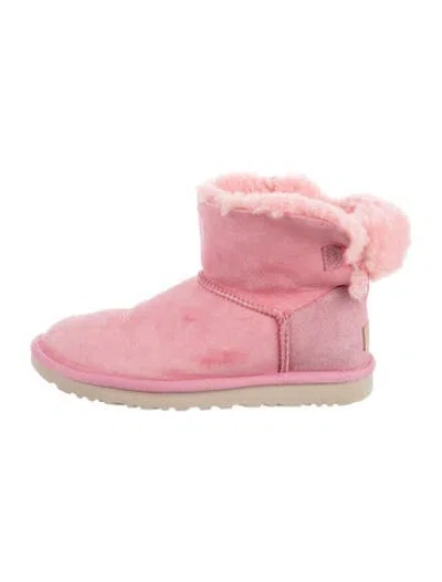 Pre-owned Ugg Suede Bow Accents Sneakers In Pink