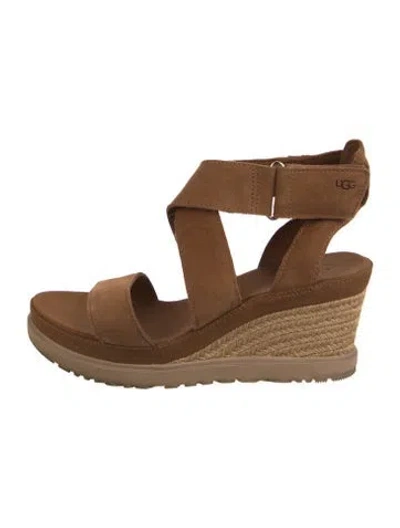 Pre-owned Ugg Suede Braided Accents Espadrilles In Brown