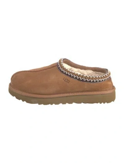 Pre-owned Ugg Suede Braided Accents Mules In Brown