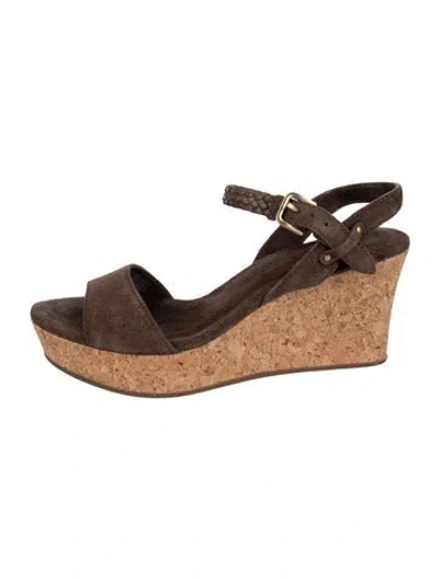 Pre-owned Ugg Suede Braided Accents Sandals In Brown