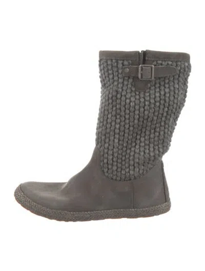 Pre-owned Ugg Suede Braided Accents Sock Boots In Gray