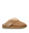 Ugg Shearling Trim Classic Slippers In Brown