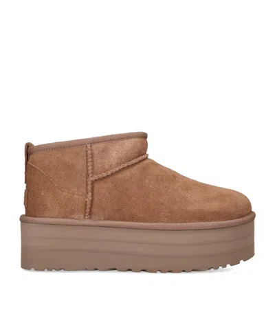 Ugg Suede Classic Ultra Mini Platform Boots In Brown