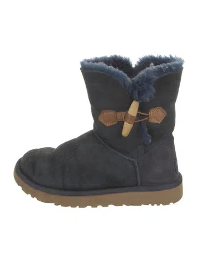 Pre-owned Ugg Suede Colorblock Pattern Boots In Black