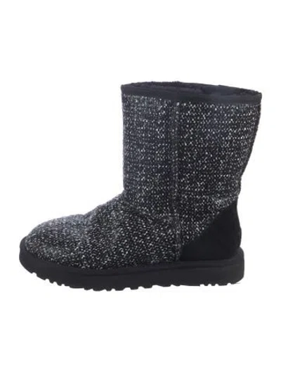 Pre-owned Ugg Suede Colorblock Pattern Boots In Black