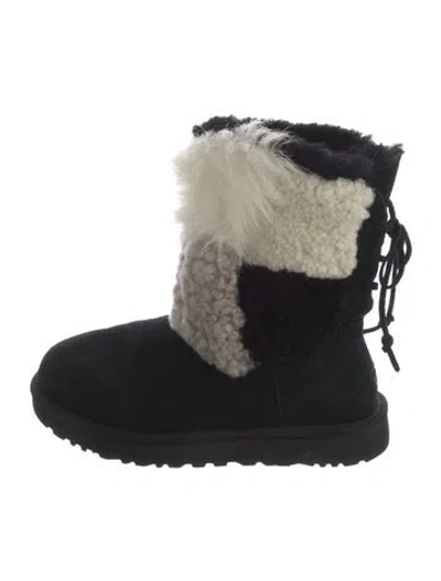 Pre-owned Ugg Suede Colorblock Pattern Boots In Black