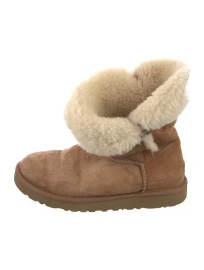 Pre-owned Ugg Suede Colorblock Pattern Boots In Brown