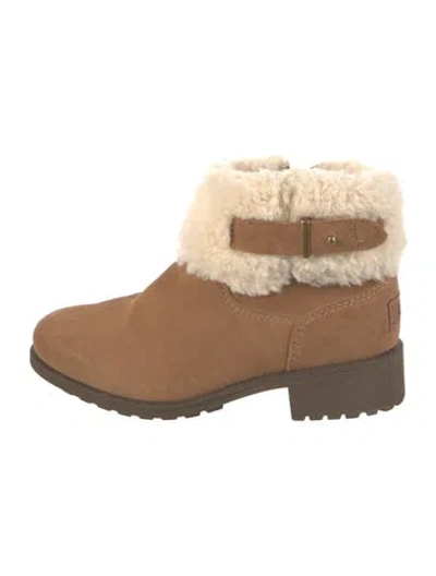 Pre-owned Ugg Suede Colorblock Pattern Boots In Brown