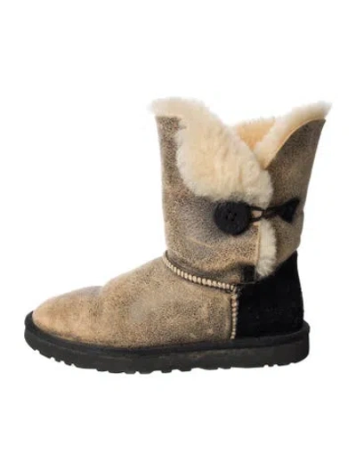 Pre-owned Ugg Suede Colorblock Pattern Boots In Brown