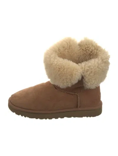 Pre-owned Ugg Suede Colorblock Pattern Boots In Brown