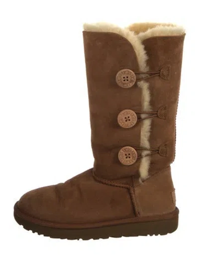 Pre-owned Ugg Suede Colorblock Pattern Boots In Brown
