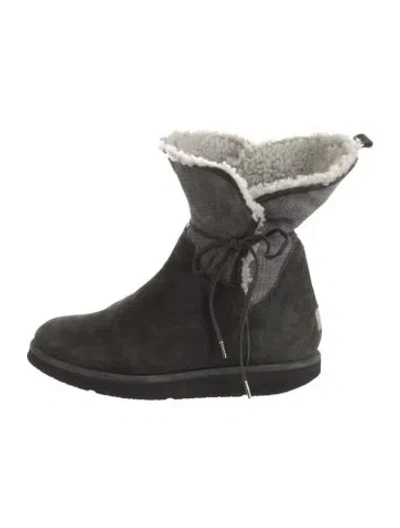 Pre-owned Ugg Suede Colorblock Pattern Boots In Gray