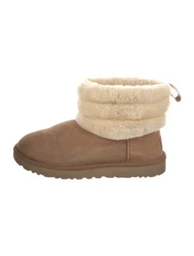 Pre-owned Ugg Suede Colorblock Pattern Boots In Neutral