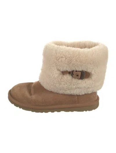 Pre-owned Ugg Suede Colorblock Pattern Boots In Neutral