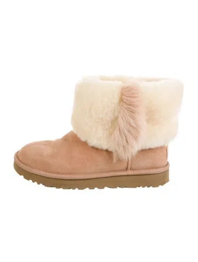 Pre-owned Ugg Suede Colorblock Pattern Boots In Pink
