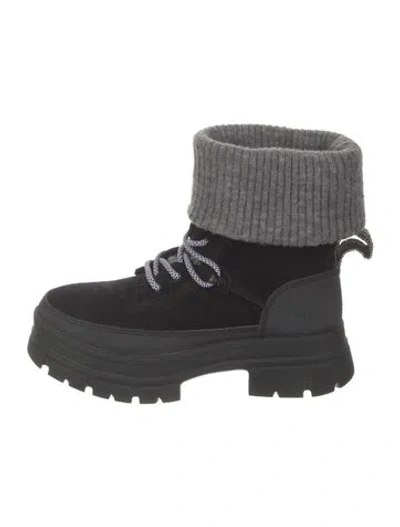 Pre-owned Ugg Suede Colorblock Pattern Combat Boots In Multi