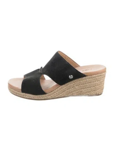 Pre-owned Ugg Suede Colorblock Pattern Espadrilles In Black