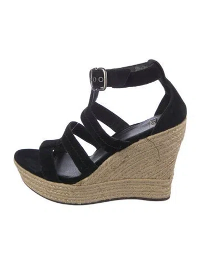 Pre-owned Ugg Suede Colorblock Pattern Espadrilles In Black