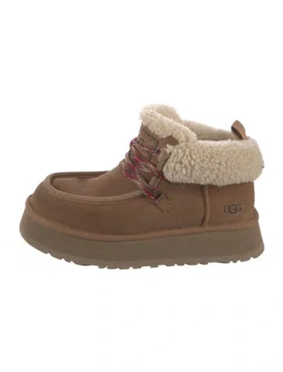 Pre-owned Ugg Suede Colorblock Pattern Hiking Boots In Brown
