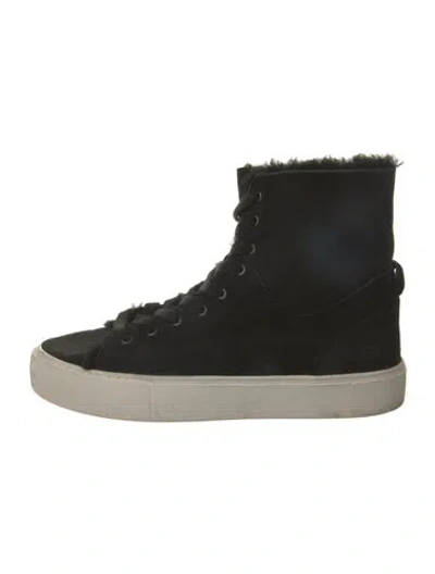 Pre-owned Ugg Suede Colorblock Pattern Lace-up Boots In Black