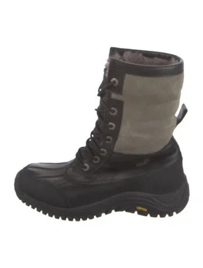 Pre-owned Ugg Suede Colorblock Pattern Lace-up Boots In Black
