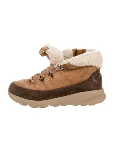 Pre-owned Ugg Suede Colorblock Pattern Lace-up Boots In Brown