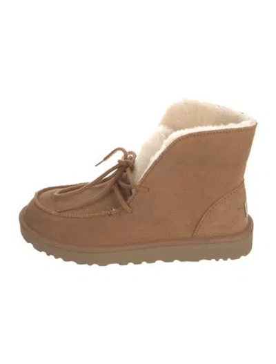 Pre-owned Ugg Suede Colorblock Pattern Lace-up Boots In Brown