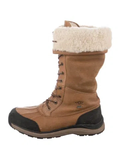 Pre-owned Ugg Suede Colorblock Pattern Lace-up Boots In Brown