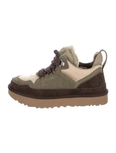 Pre-owned Ugg Suede Colorblock Pattern Lace-up Boots In Brown