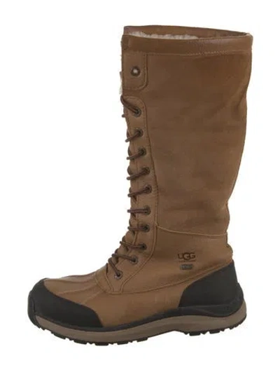 Pre-owned Ugg Suede Colorblock Pattern Lace-up Boots In Brown