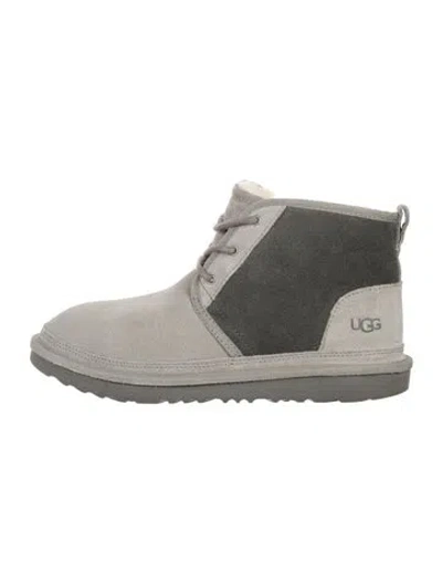 Pre-owned Ugg Suede Colorblock Pattern Lace-up Boots In Gray