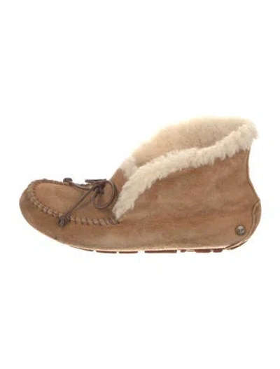 Pre-owned Ugg Suede Colorblock Pattern Lace-up Boots In Neutral