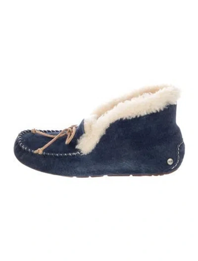 Pre-owned Ugg Suede Colorblock Pattern Moccasins In Blue