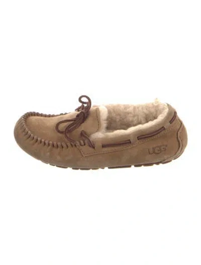 Pre-owned Ugg Suede Colorblock Pattern Moccasins In Brown